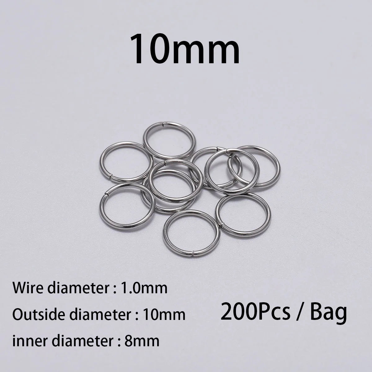 30–200pcs Stainless Steel Split Jump Rings – 3–25mm Open Loop Connectors for DIY Jewelry Making Accessories