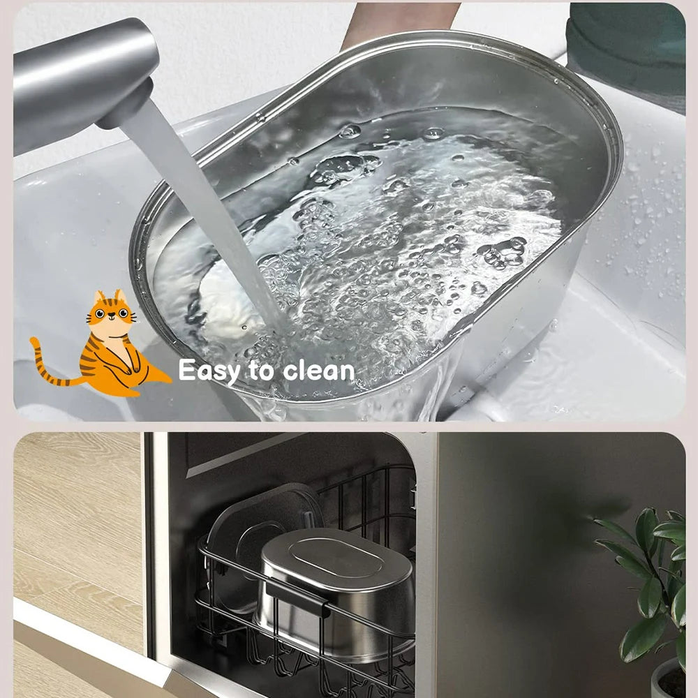 Smart Stainless Steel Cat Water Fountain – 3.2L Automatic Pet Water Dispenser with Motion Sensor and Dual Filtration