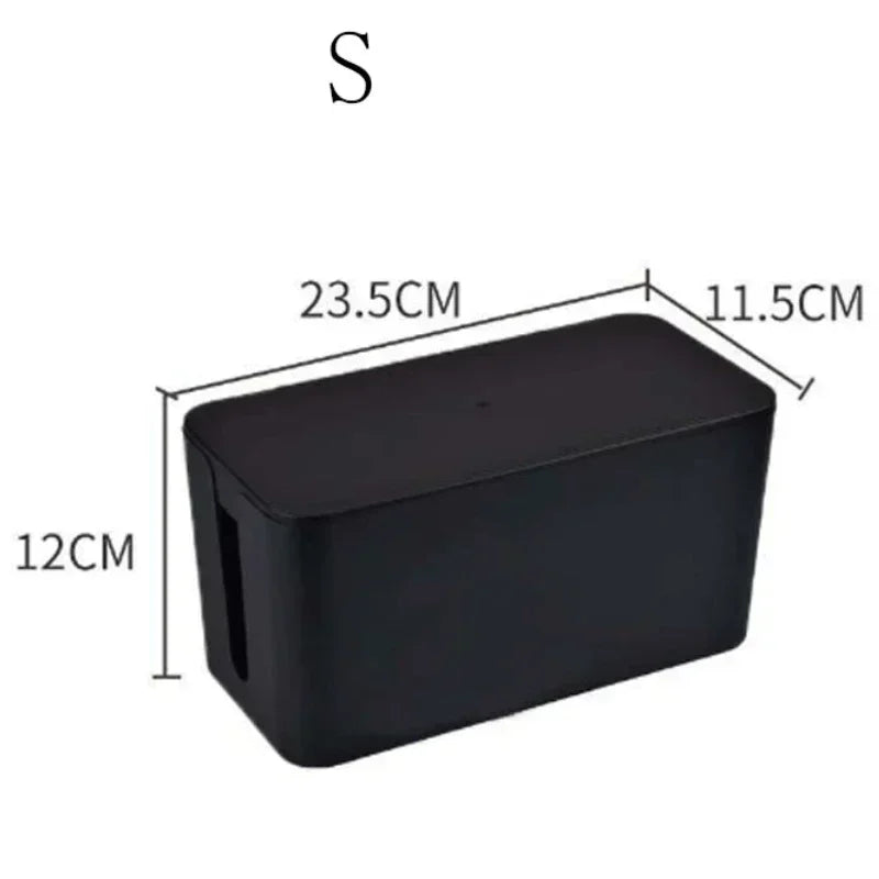 Cable Storage Organizer Box – Covered Wire Management Case for Power Strips, Chargers & Network Cables