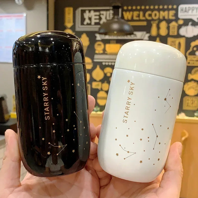 200ML Starry Sky Mini Thermos Bottle – Leakproof Stainless Steel Vacuum Flask Coffee Mug for Travel and Daily Use