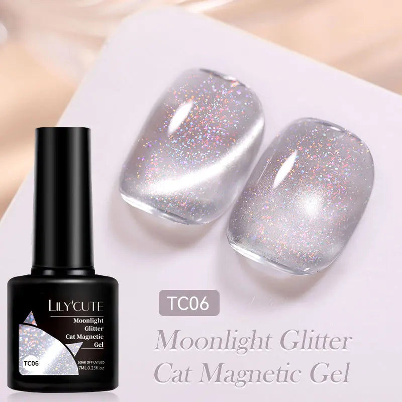 7ml Dynamic Reflective Cat Eye Magnetic Gel – Glitter Soak-Off Nail Polish with 3D Magnet Effect