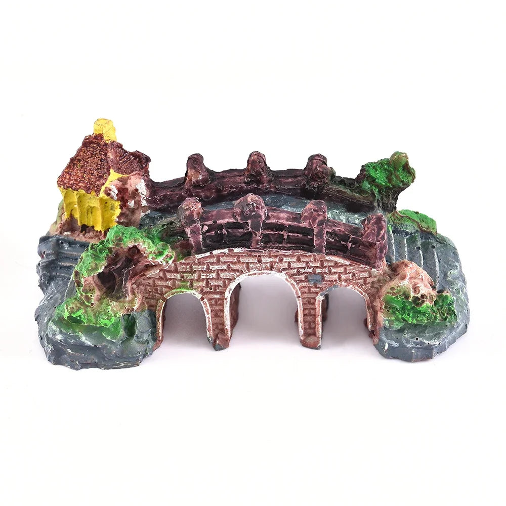 Artificial Resin Bridge Decoration for Aquariums – Rockery-Style Fish Tank Ornament for Landscaping and Aquatic Decor