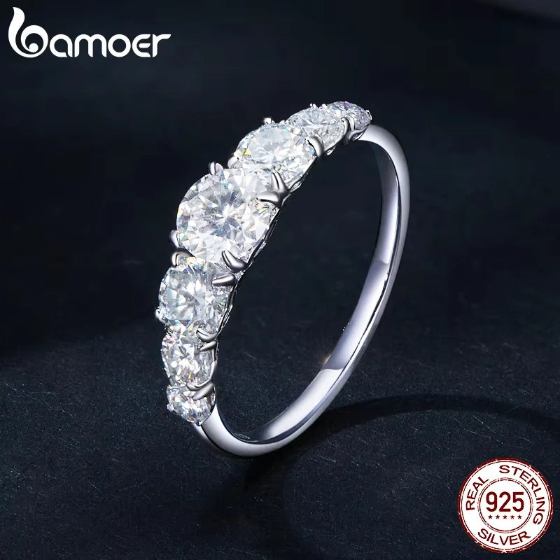 925 Sterling Silver Moissanite Engagement Ring – D Color VVS1 EX Cut Lab Diamond for Women