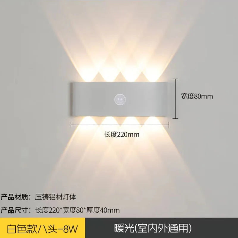 6W/8W/12W PIR Motion Sensor LED Wall Light – Waterproof IP65 Outdoor Indoor Aluminum Sconce for Garden, Porch, Corridor