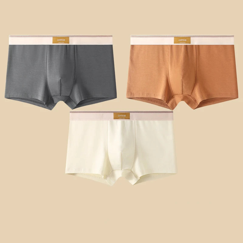 3-Pack Men’s Cotton Boxer Shorts – Breathable Stretch Solid Color Underwear with Comfort Fit Waistband