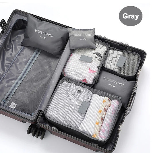 6-Piece Travel Luggage Organizer Set – Portable Packing Cubes for Clothes, Shoes, Toiletries & Accessories with Zipper Closure