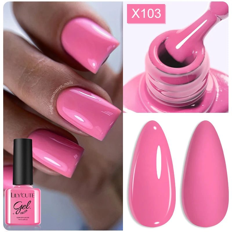 7ml Nail Gel Polish – 125 Solid Colors, Soak-Off UV LED Semi-Permanent Gel for Manicure