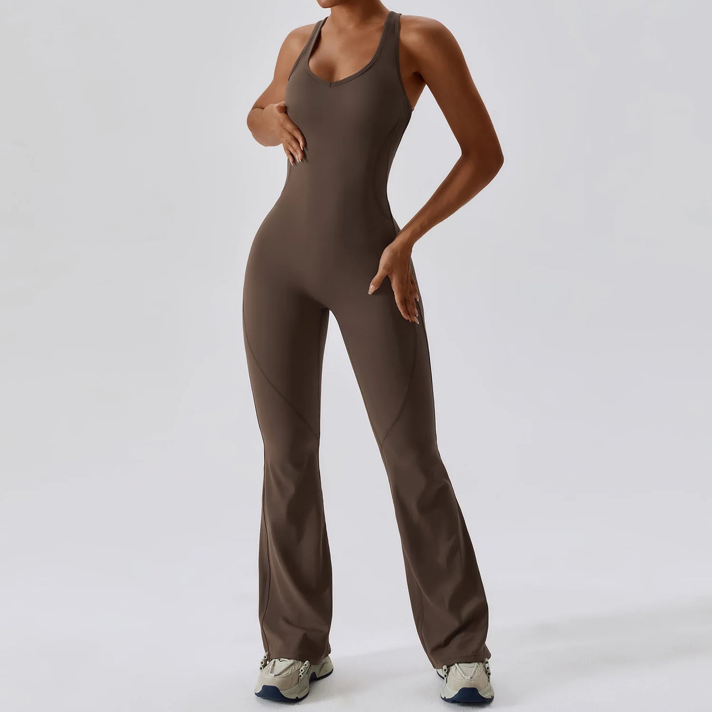Women's One-Piece Sleeveless Yoga Jumpsuit – Seamless Butt-Lifting Fitness Bodysuit for Activewear & Workout