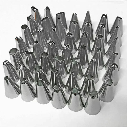 24/48-Piece Stainless Steel Cake Decorating Nozzle Tips Set – Piping Icing Cream Pastry Tools with Bag for DIY Baking & Dessert Design
