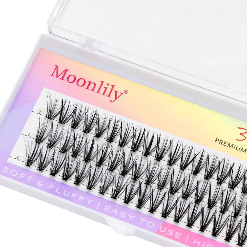 Silk Cluster Eyelash Extensions – Natural Long 3D Volume Faux Individual Lashes (60PCS, C/D Curl)