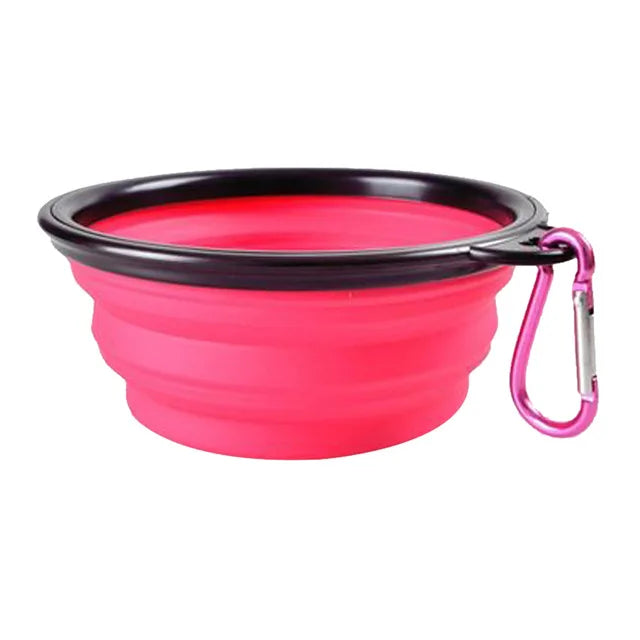 Collapsible Silicone Dog Bowl with Carabiner – Portable Folding Pet Food & Water Dish for Travel, Hiking & Camping (350ml)
