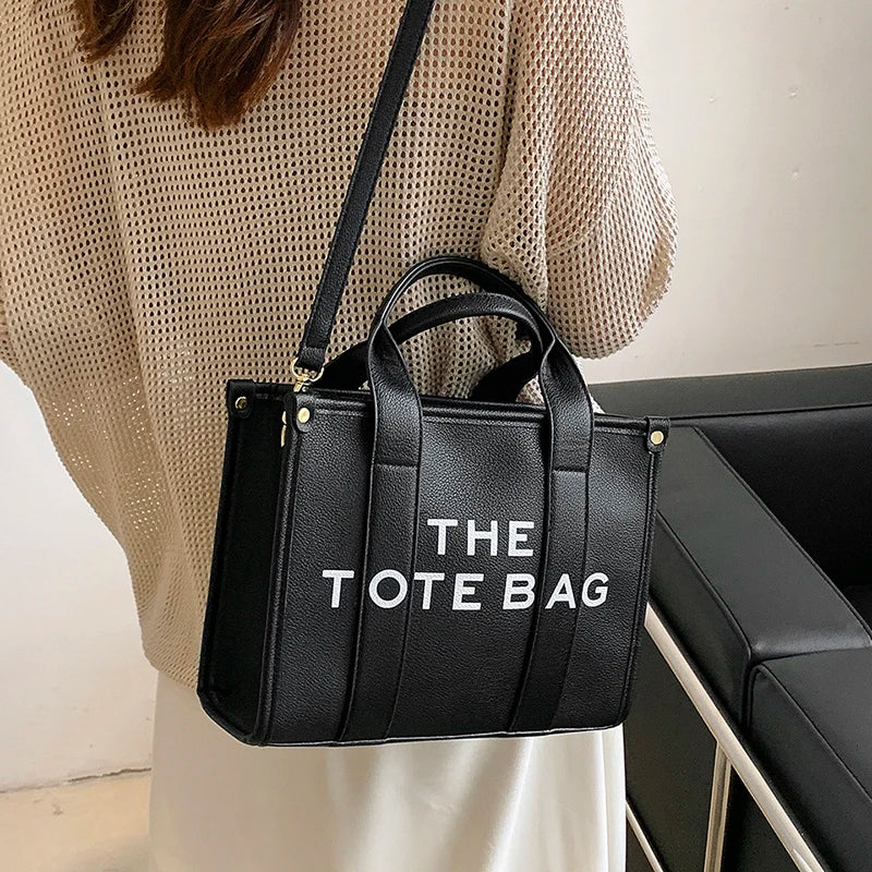 Women's Large Solid Tote Bag – Fashion Crossbody Handbag with Zipper Closure and Interior Compartment