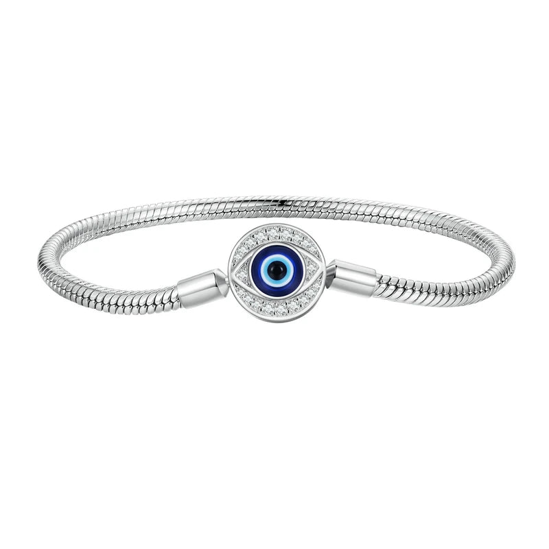 925 Sterling Silver Rose Buckle Snake Chain Bracelet with Zircon – DIY Charm Bracelet for Women