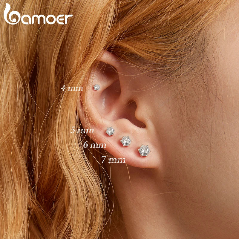 14K Gold Plated Sterling Silver Round CZ Stud Earrings – Hypoallergenic Cubic Zirconia for Women