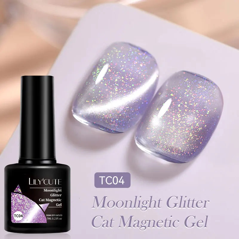 7ml Dynamic Reflective Cat Eye Magnetic Gel – Glitter Soak-Off Nail Polish with 3D Magnet Effect