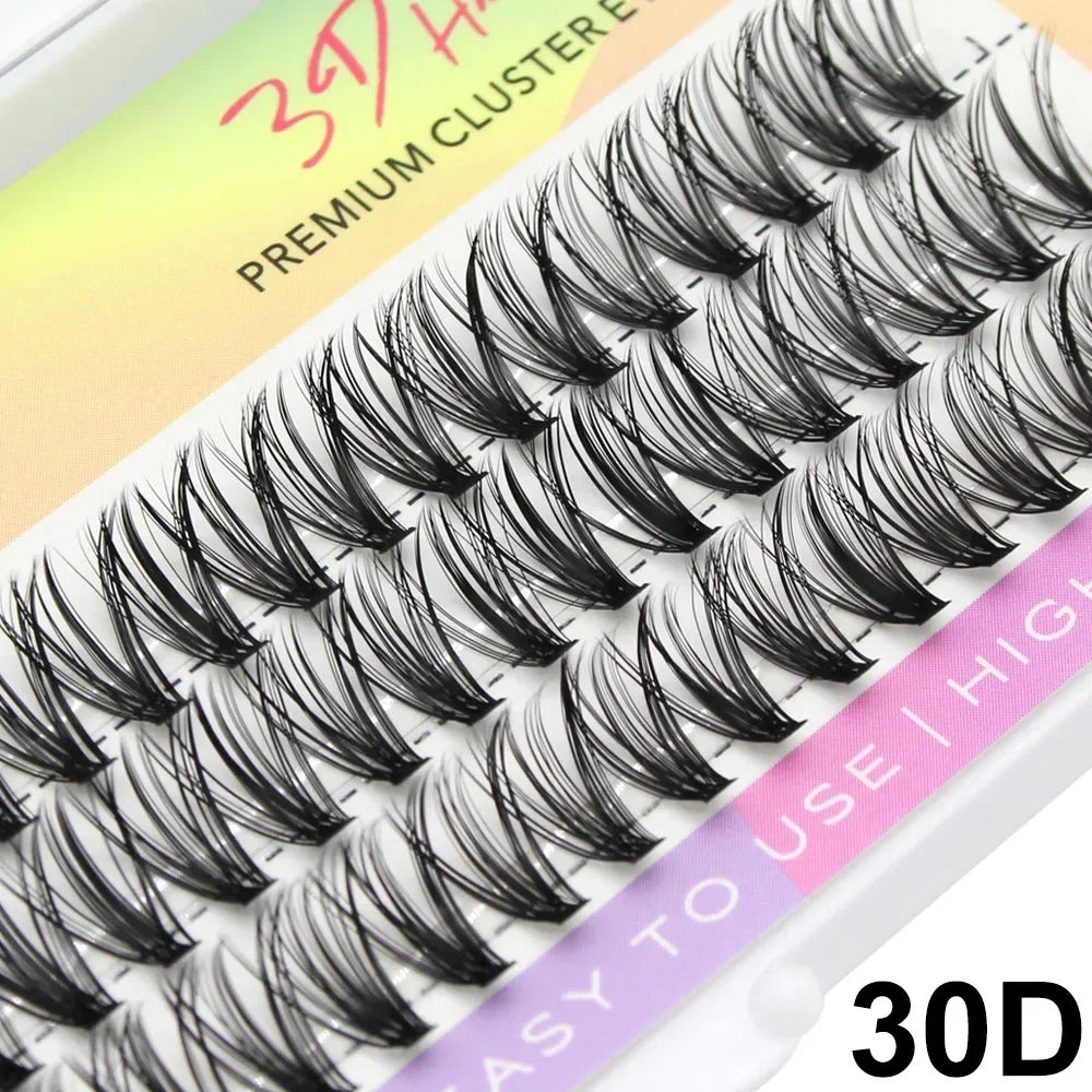 Silk Cluster Eyelash Extensions – Natural Long 3D Volume Faux Individual Lashes (60PCS, C/D Curl)