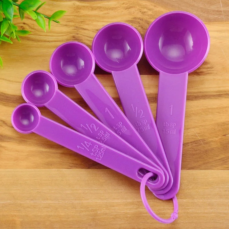 5-Piece Kitchen Measuring Spoon Set – Plastic Measuring Scoops with Scale for Baking, Coffee, Sugar, and Cooking