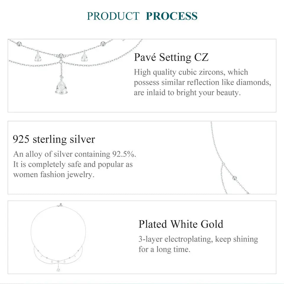 Sun and Moon Pendant Necklace – 925 Sterling Silver White Gold-Plated Energy Symbol Choker for Women