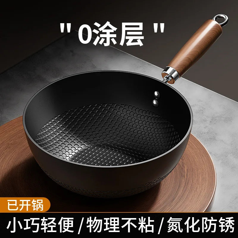 Small Cast Iron Frying Pan – Flat Bottom Non-Coated Stir Fry & Stew Pan for Gas Stove and Induction Cooker