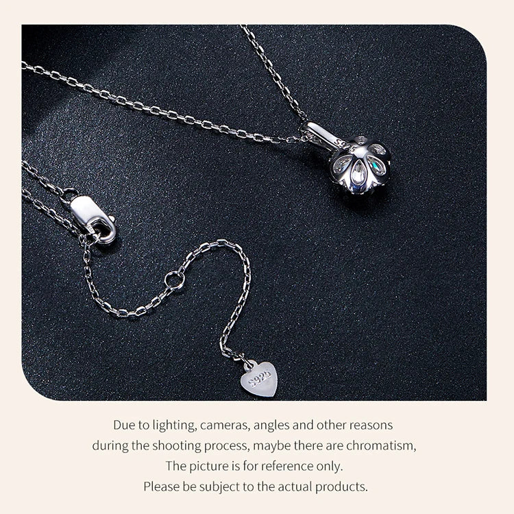 1 Carat Round Brilliant Moissanite Pendant Necklace – 925 Sterling Silver Floral Cut, 45cm Link Chain