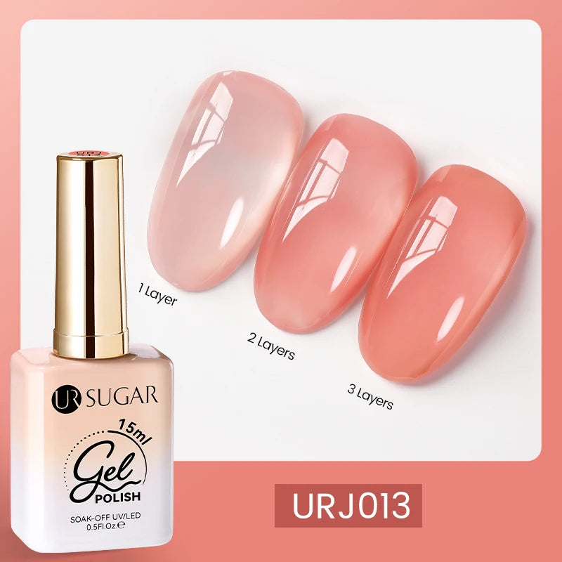 UR SUGAR 15ml Blood Red Jelly Gel Polish – Translucent Crystal Nude Gel for Fall & Winter UV/LED Manicure