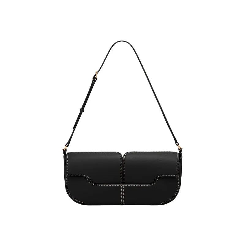 Women's Split Leather Underarm Shoulder Bag – Luxury Minimalist Baguette Tote Purse
