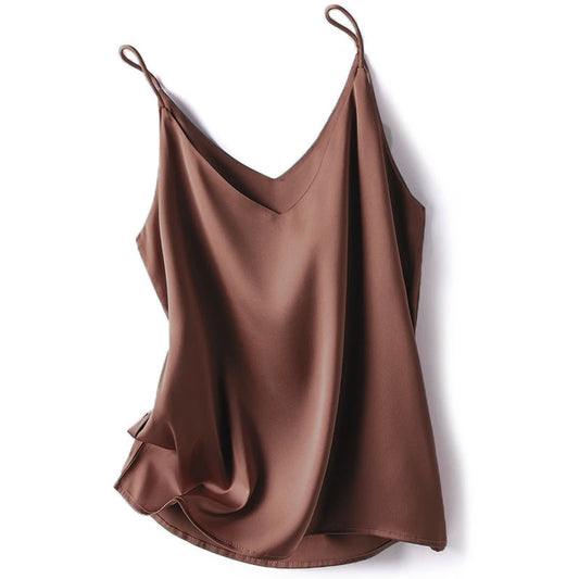 Women's Slim Fit V-Neck Camisole – Solid Color Sleeveless Crop Tank Top for Summer Y2K and Office Casual Style