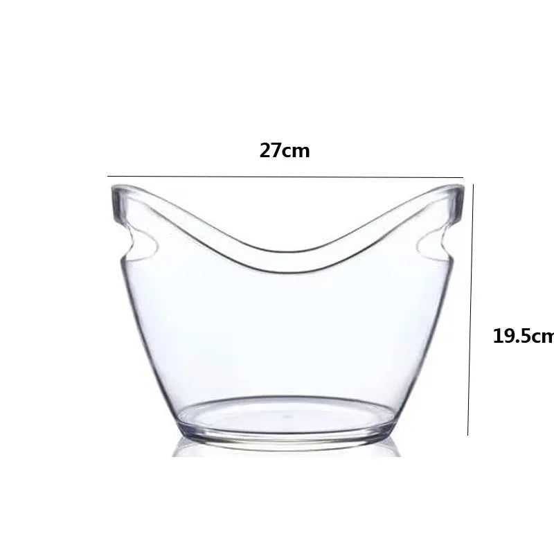 4L Clear Double Handle Ice Bucket with Scoop – Lighting Party Ice Holder for Beer, Cocktails, and Champagne
