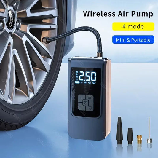 Wireless Portable Air Compressor – Electric Tire a with LCD Display for Car, Bike & Sports Balls