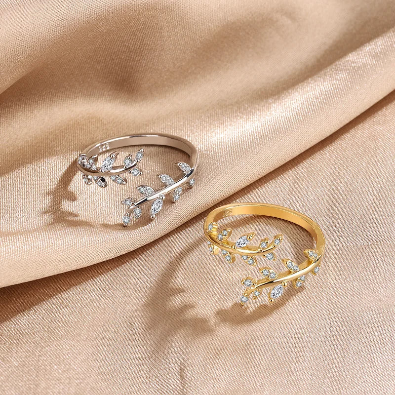Adjustable Branch Design Ring – 925 Sterling Silver Gold-Plated Women's Cocktail Ring