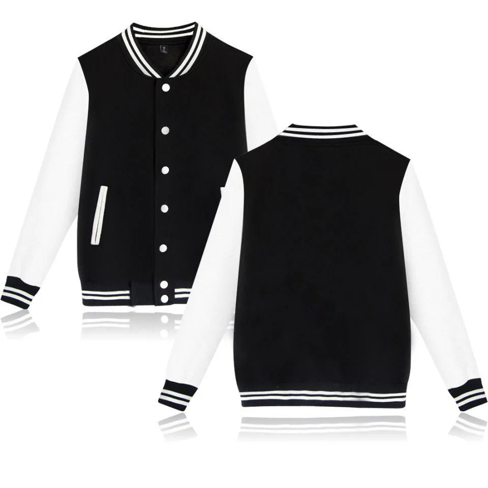 Black Pink Baseball Bomber Jacket – Unisex Hip-Hop Harajuku Streetwear for Men, Women, Boys & Girls, Spring/Autumn Outerwear