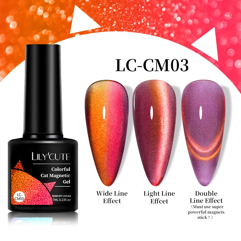 7ml Dynamic Reflective Cat Eye Magnetic Gel – Glitter Soak-Off Nail Polish with 3D Magnet Effect