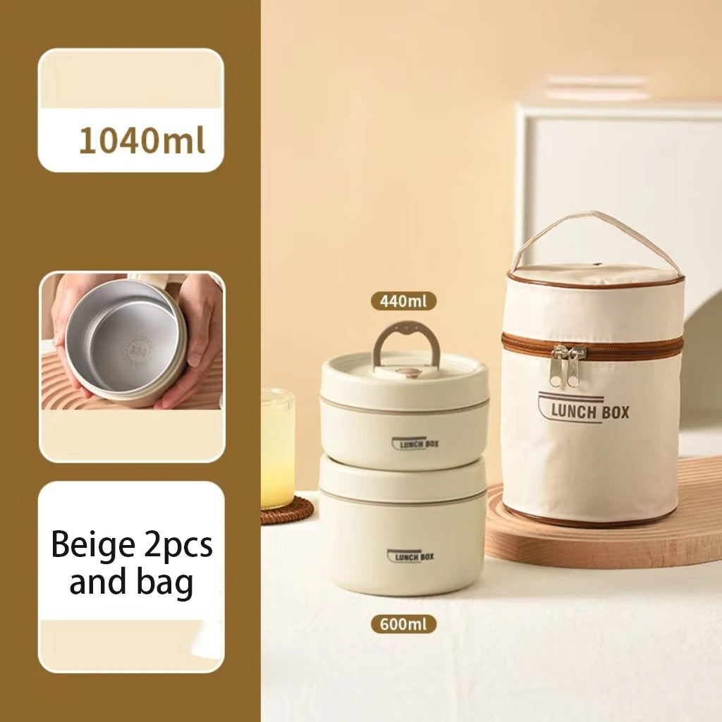 Stackable Stainless Steel Insulated Bento Lunch Box – Leakproof & Microwavable Food Container with Separate Layers