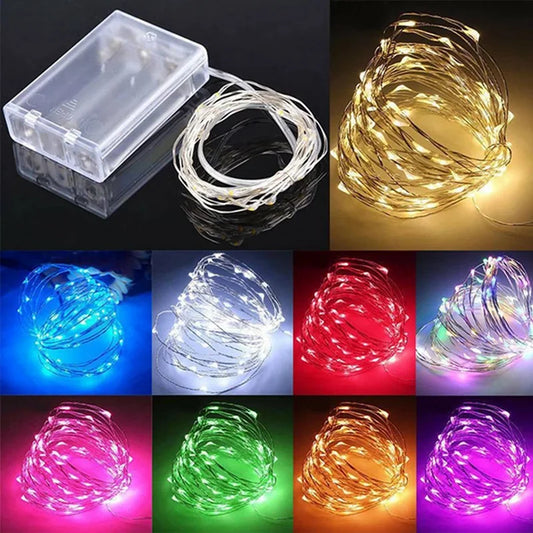 Battery-Powered LED Fairy String Lights – Copper Wire Decorative Lights for Bedroom, Garden, Party, and Wedding