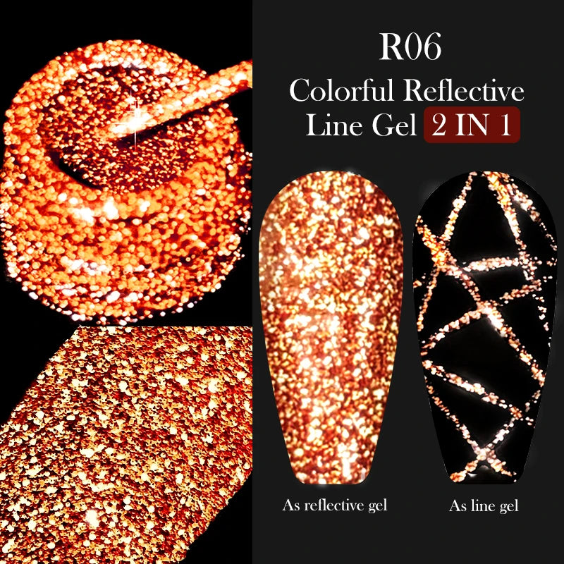 5ml Metallic Gold & Silver Liner Gel – Super Bright Mirror Nail Art Drawing Gel for French Tips & Design