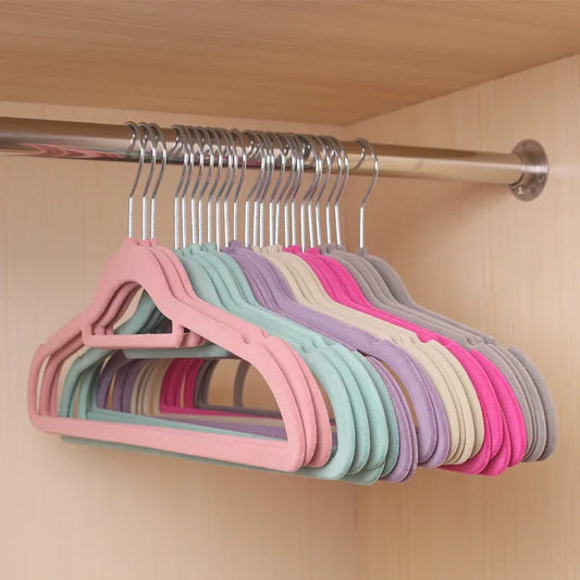 5pcs Velvet Non-Slip Clothes Hangers – Luxury Flocked Skirt & Trouser Hangers for Adult Closet Storage