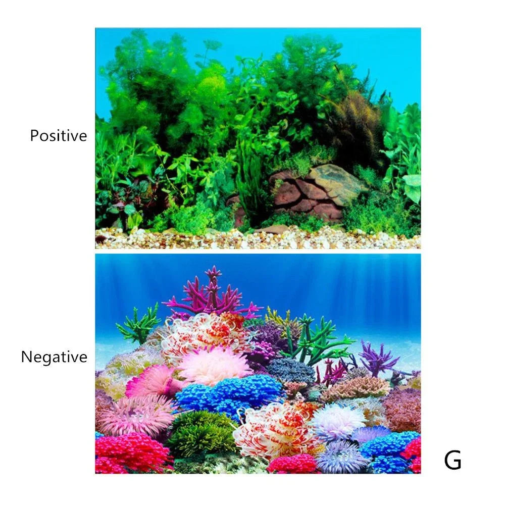 3D Aquarium Background Sticker – Double-Sided Fish Tank Landscape Poster – Ocean Plant Aquascape Waterproof Wallpaper Décor