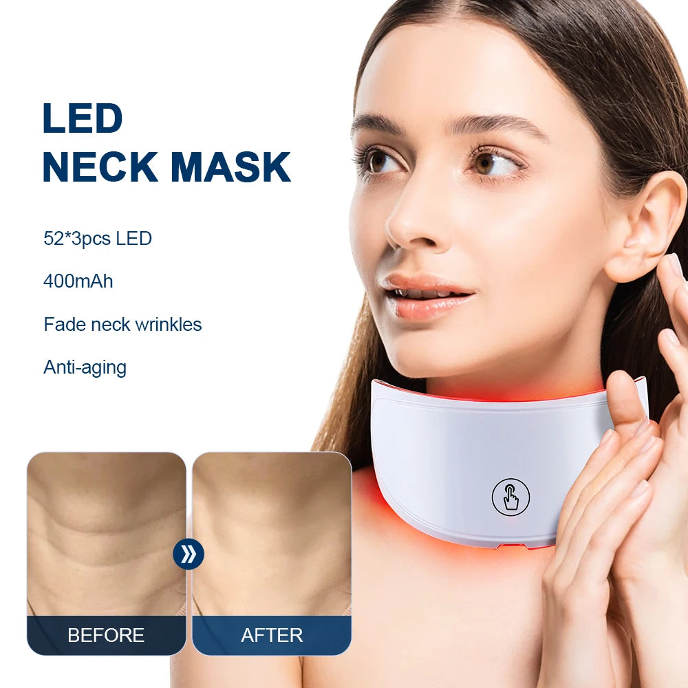 7-Color LED Facial and Neck Light Therapy Mask – Red Light Anti-Aging Device for Skin Tightening, Lifting, Rejuvenation, and Whitening