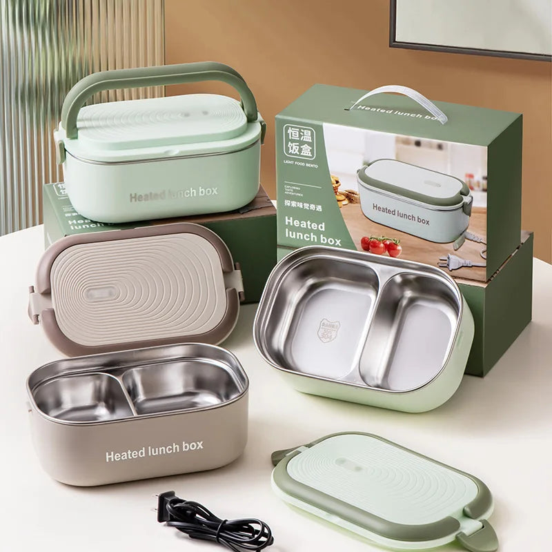304 Stainless Steel Electric Lunch Box – Portable Water-Free Food Warmer with Constant Temperature Heating (220V)