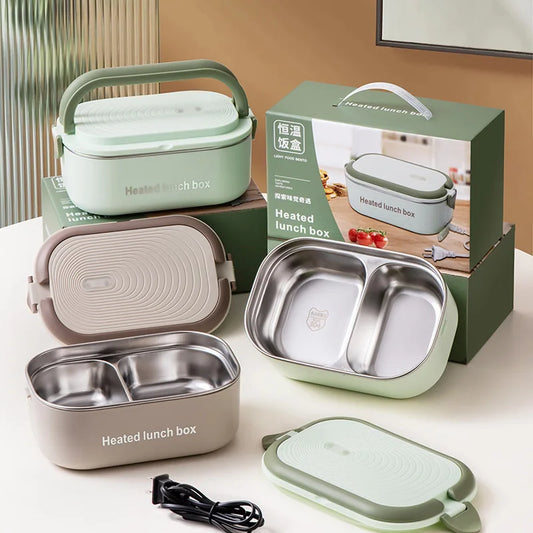 304 Stainless Steel Electric Lunch Box – Portable Water-Free Food Warmer with Constant Temperature Heating (220V)
