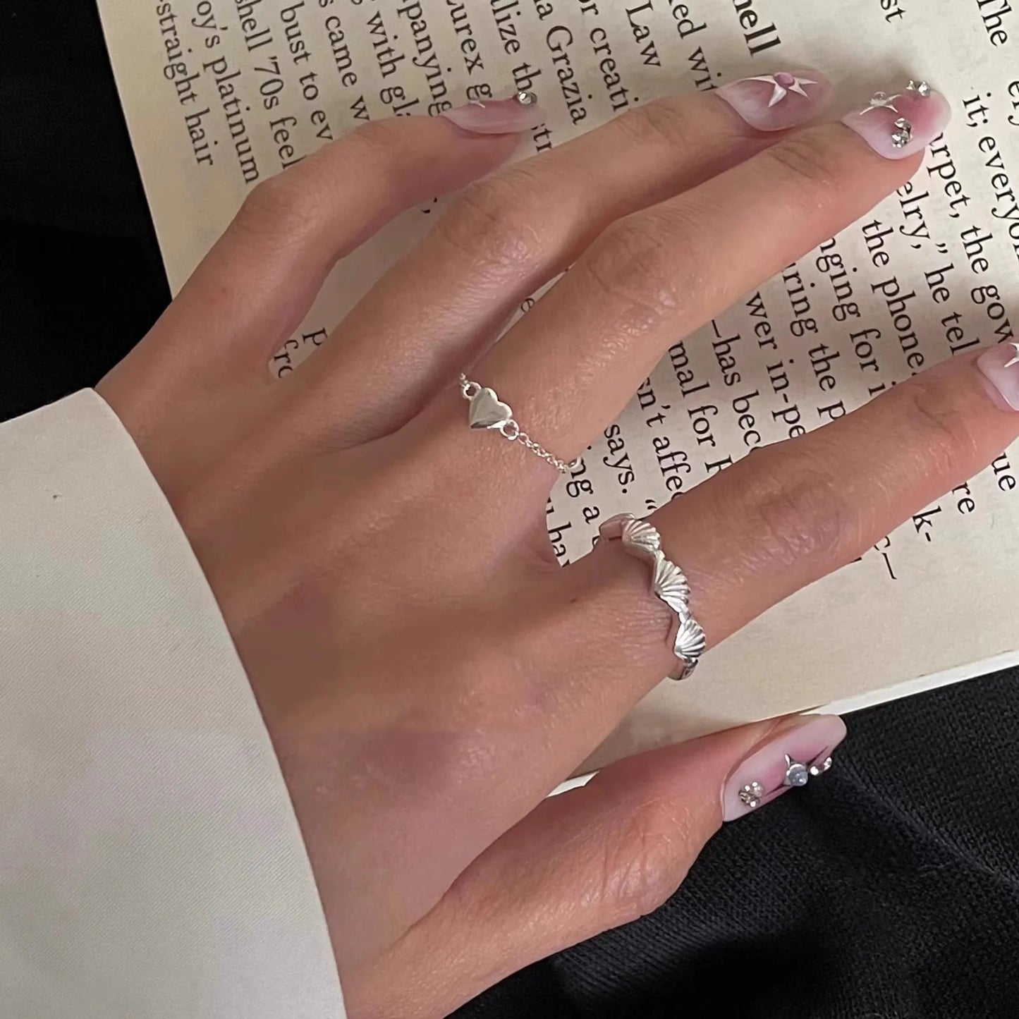 925 Sterling Silver Adjustable Shell-Inspired Ring for Women – Vintage Cocktail Style Wedding & Engagement Jewelry