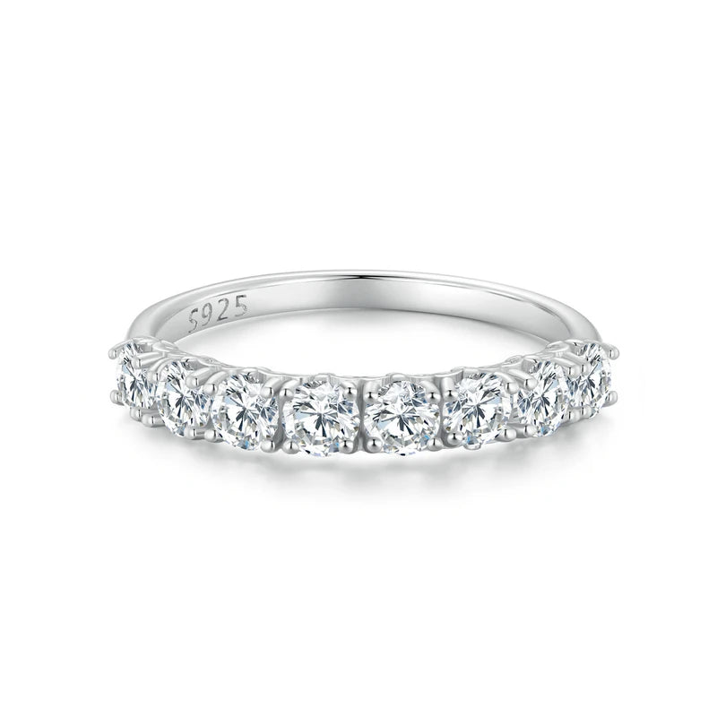 0.8CT Round Moissanite Eternity Ring – 925 Sterling Silver Classic Wedding Band for Women