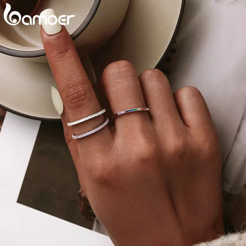 Simple Gold-Plated CZ Stone Ring in 925 Sterling Silver – Elegant Dazzling Band for Women