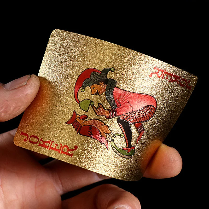 24K Gold Waterproof Plastic Playing Cards – Durable PET Poker Deck for Table Games & Gift Nights