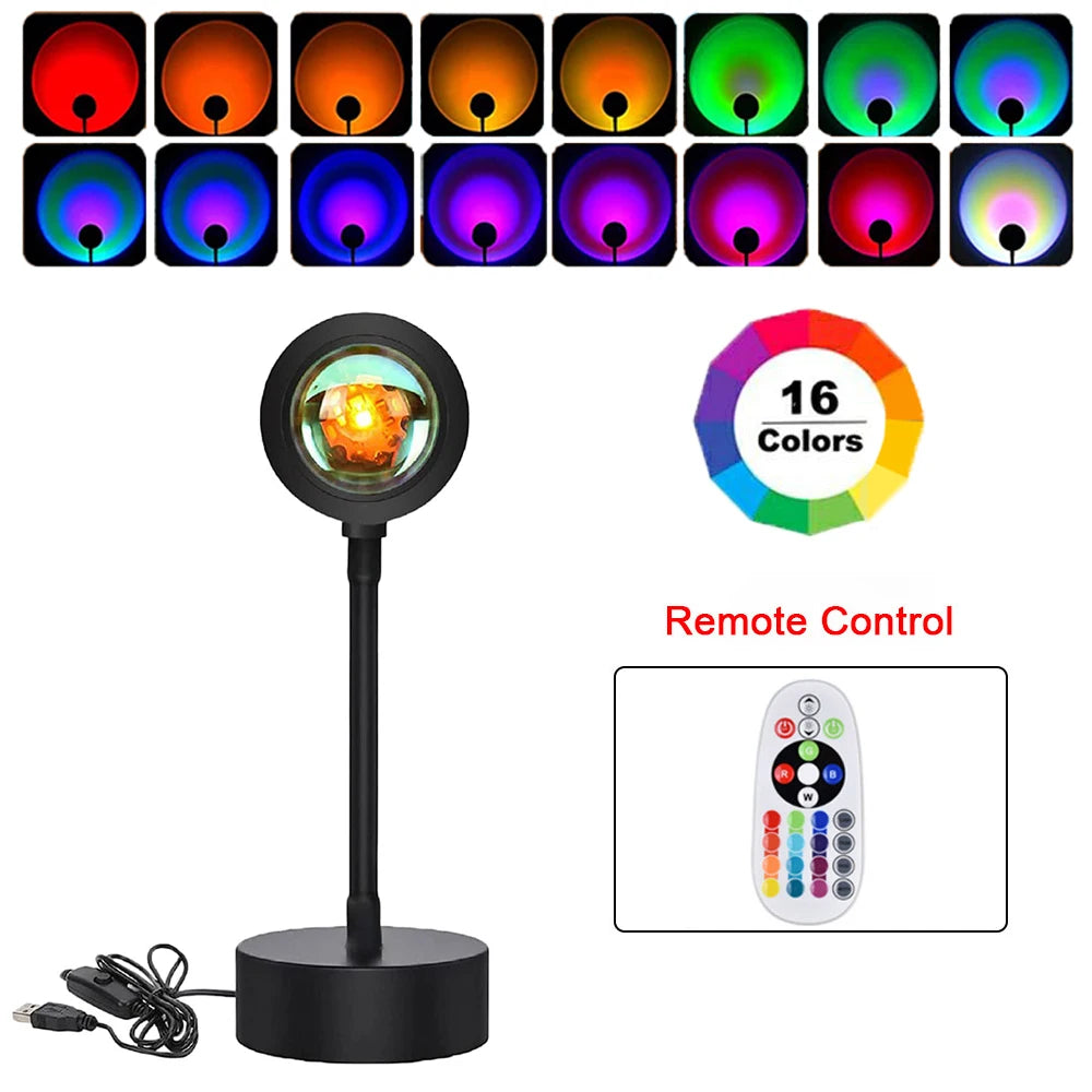 Smart LED Sunset Projection Light – Tuya App & Remote Control, USB 5V Bluetooth Night Lamp for Room Decor & Photography
