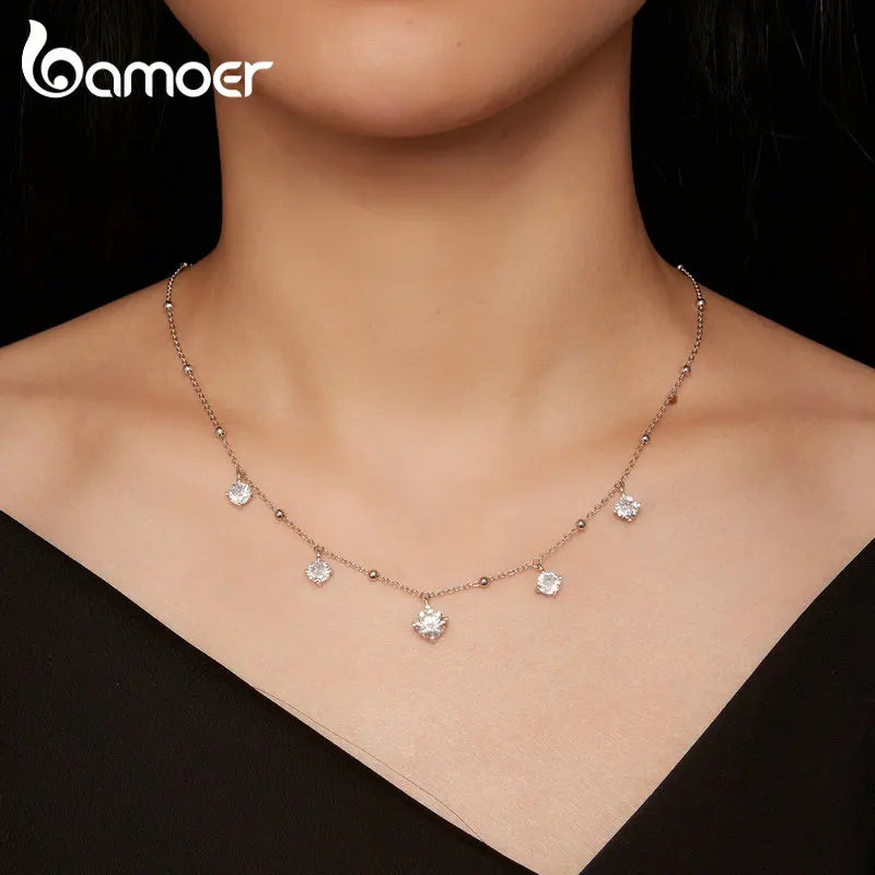 3.0 CTTW Moissanite Waterdrop Necklace – Five-Stone D Color VVS1 Pendant on 925 Sterling Silver Chain for Women