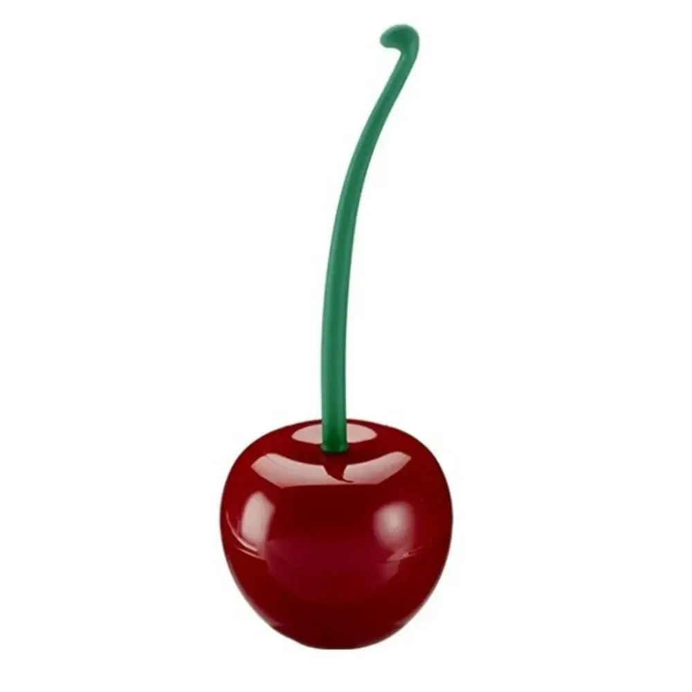 Cherry-Shaped Toilet Brush with Holder – Creative Red Bathroom Accessory with Thick Brush Head and Hanging Hook