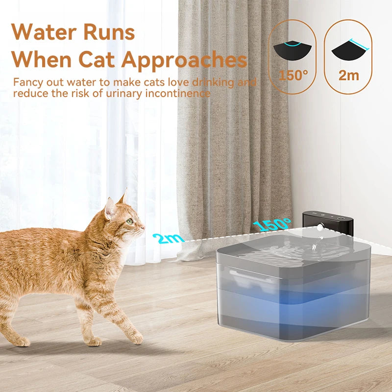 Wireless Automatic Pet Water Fountain – 2600mAh Battery-Operated Smart Water Dispenser with Infrared Sensor for Cats & Dogs