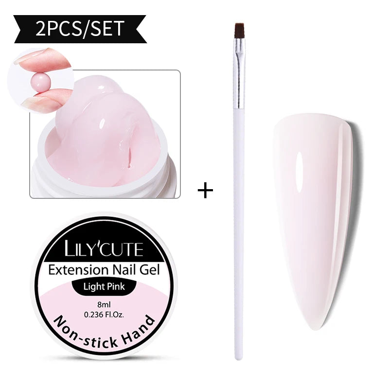 6-in-1 HEMA-Free Hard Gel Nail Polish – Clear Self-Leveling Nail Extension & Reinforcement Builder Gel (8ml)