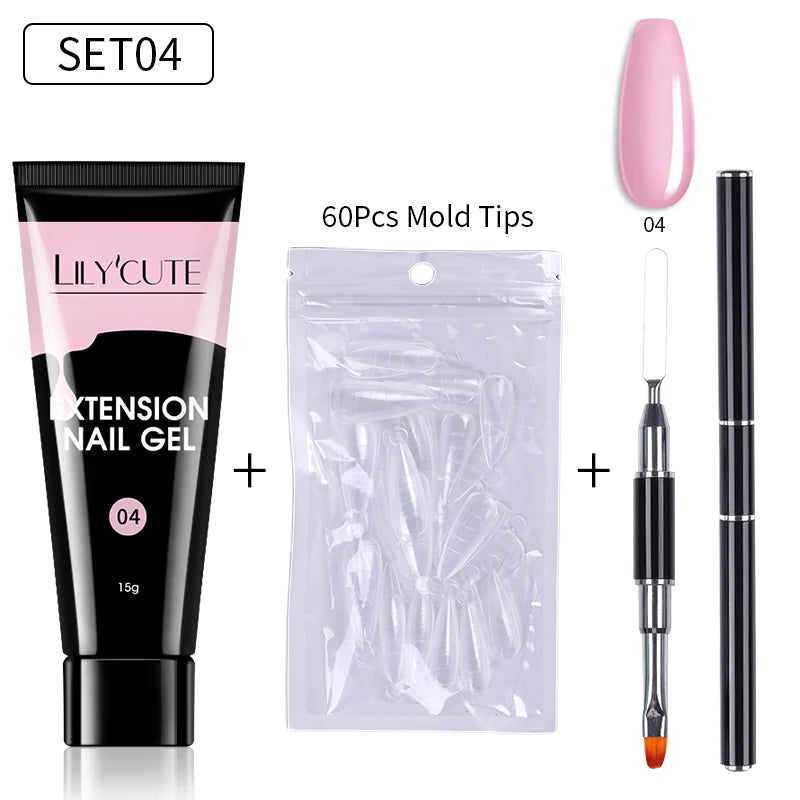 15ml Nail Extension Gel Kit – Soak Off UV Acrylic Gel in White, Clear & Pink for Home or Salon Nail Art